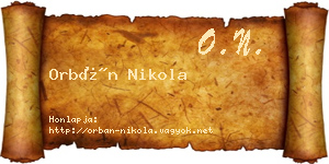 Orbán Nikola névjegykártya